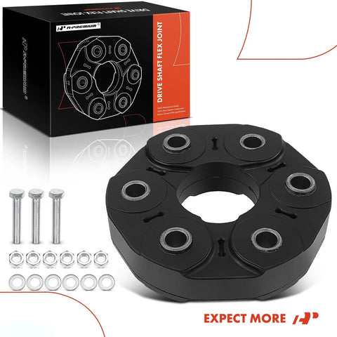 A-Premium drive shaft flex joint coupling, black metal hub with six bolt holes and hardware included