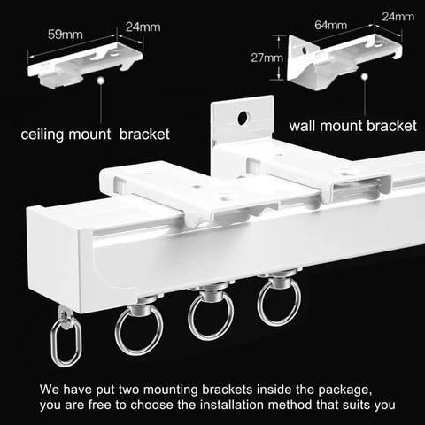 Heavy Duty Ceiling Or Wall Mount Curtain Track Rail For Living Room And Room Dividers Aluminum Alloy Sliding Curtain System White 2 Meters