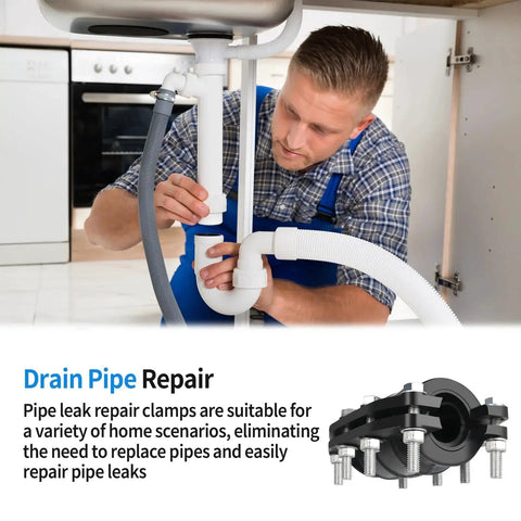 Emergency Pipe Repair Clamp Kit For Three Quarter Inch Leaks installation under sink