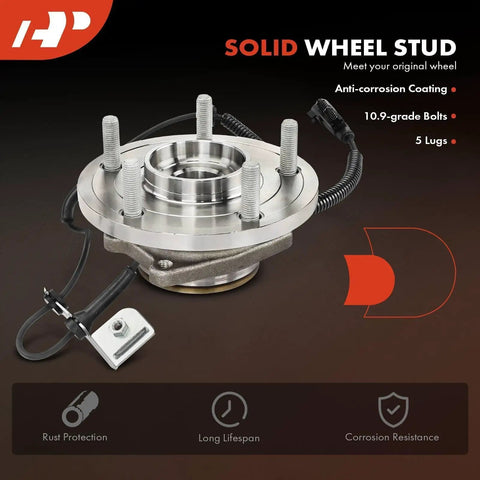 Front Wheel Bearing And Hub Assembly With Abs For Dodge Grand Caravan 2008 2020 Town And Country 2008 2016 Routan 2009 2014 And Ram C V 2012 2015 Heavy Duty Ball Bearing For Smooth Quiet Operation, shown with rust protection and corrosion resistance features