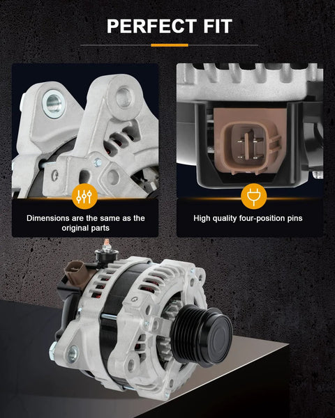 100 Amp High Output Alternator Replacement For Toyota Corolla 2009-2013 And Matrix 2009-2010 1.8L Pontiac Vibe 1.8L close-up view