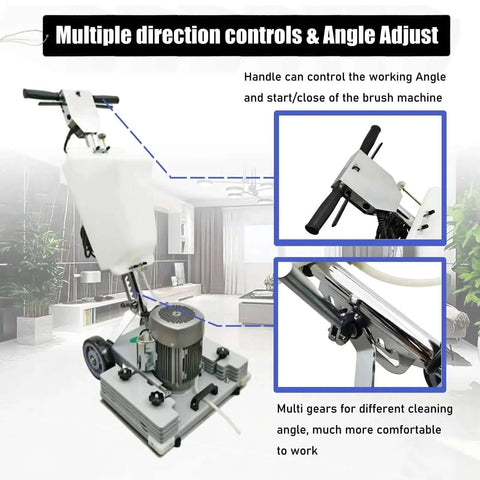 Pro Grade Floor Grinding Machine With Square Chassis And 3 Scrubbing Pads AC110V Heavy Duty Floor Scrubber Buffer controls