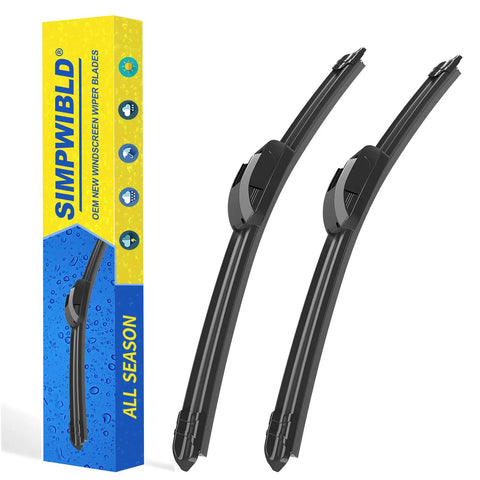 Premium Replacement Wiper Blades Set For Ford F 150 GMC Yukon Ram 1500 22 Inch Front Windshield U J Hook 2 Pack OEM Quality Built To Last In All Weather And Aerodynamic, displayed with packaging.