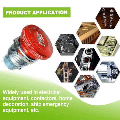 Emergency Stop Button Switch 22mm Mount With 12 To 220V 3A 1NO 1NC 1C SPDT Self Locking Latch application diagram