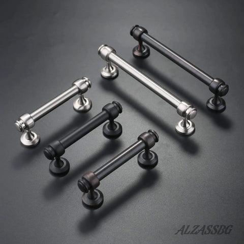 Variety of oil rubbed bronze cabinet pulls 10 pack, 5 inch center to center straight bar handles, displayed on a dark surface.