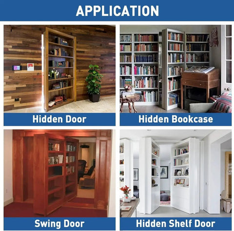 Heavy Duty Pivot Hinge for Secret Hidden Doors and Hidden Bookcase Doors, 300 Lb Load Bearing, 304 Stainless Steel usage examples