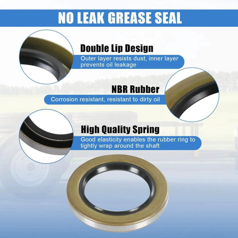 Boat Trailer Axle Bearings Kit Compatible With 5200 Lb Axles For D42 Spindle 1.25 To 1.75 Inch includes grease seal details.