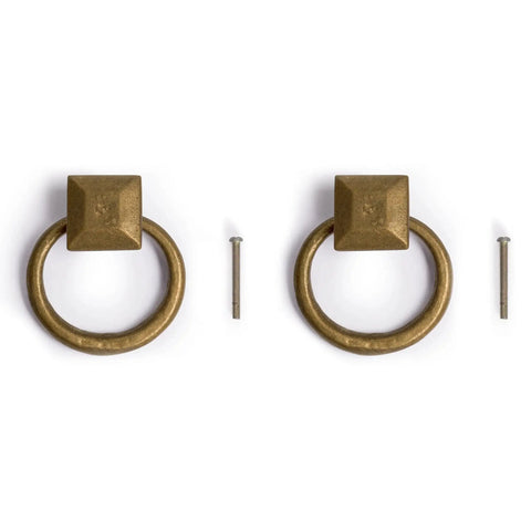 Peg And Ring Pulls 2 Inch Set Of 2 Solid Brass Cabinet And Furniture Hardware With Square Mount Holder And 35mm Screws Included
