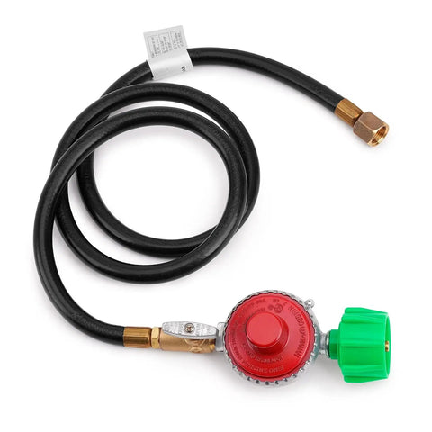 High Pressure 10 PSI Propane Regulator Hose Assembly With 48 Inch Hose And Flow Regulating Brass Valve For Type 1 QCC1 Connections Three