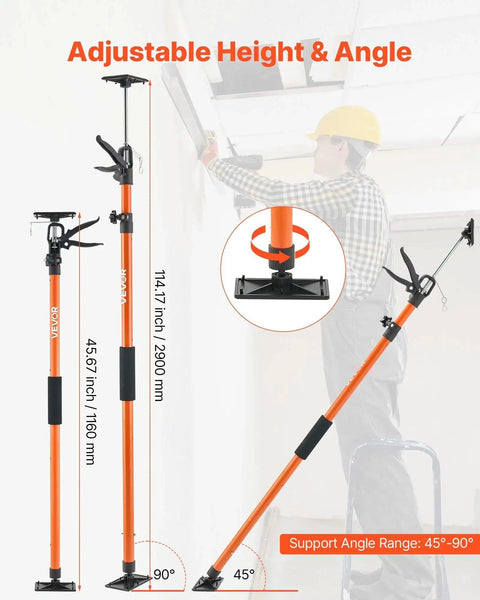 Cabinet Support Pole 8 Pack Telescoping 45.7 to 114.2 Inches, 154 Lbs Capacity shown in use for ceiling installation
