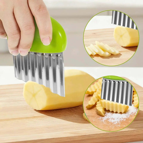 Two Pack Crinkle Cutter Set For Potatoes And Vegetables Stainless Steel Waffle Fry Cutters For Making Waffle Fries Carrot Chips And More
