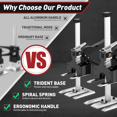 Labor Saving Arm Jack Handle 2 Pack for Lifting Tile Locating Height Adjustable with spiral springs and ergonomic design