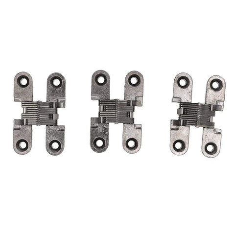 3 Pack 43mm Invisible Hinges For Cabinets And Jewelry Boxes, 180 Degree Zinc Alloy Cross Hinge, Hidden Door Lock Hardware In Durable Black Plated Finish