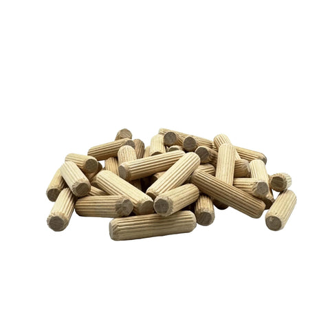 3/8 In X 1-1/2 In Dowel Pins, 500 Pack, Kiln-Dried Birch Hardwood, Fluted And Beveled Ends, Glue-Ready Grooves For Strong Joints