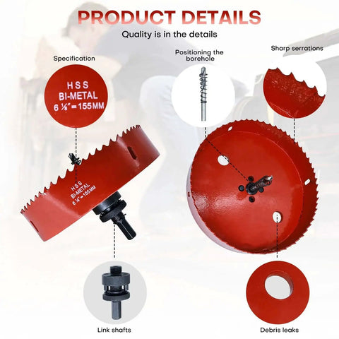 Pro Grade Four Inch Hole Saw Kit For Recessed Lighting With Dust Bowl Catcher Bi Metal Cutter For LED And Drywall Wood And Metal with product details and specifications visible