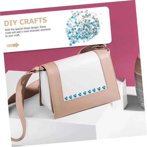 Handbag decorated with blue studs from Punk Rivets And Spike Studs For Shoes Belts Jackets Bags DIY Accessories Kit