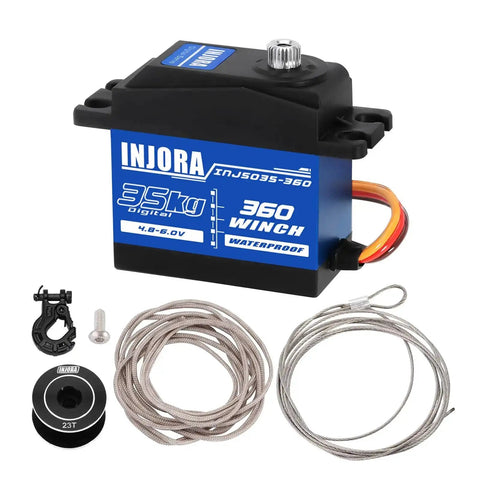 35Kg Digital Winch Servo With 360 Degree Continuous Rotation Waterproof RC Winch Kit With Aluminum Spool and 23T Gear for SCX10 Pro