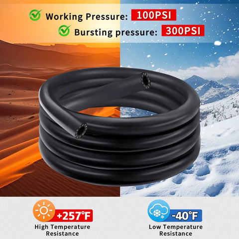 5/8 inch heater hose, 20 ft black coolant hose for water, antifreeze and fuel systems