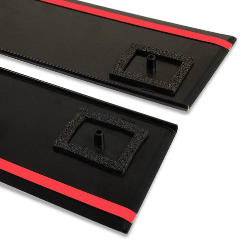 Close-up of Pillar Trim Door Molding For 2008-2020 Town And Country Grand Caravan Left Front with adhesive strips and mounts.