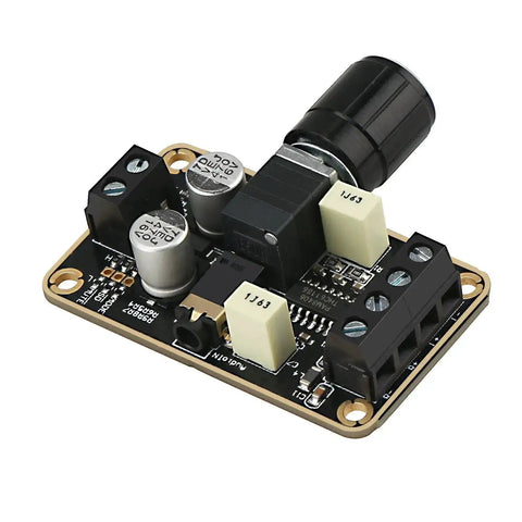 Compact 5W Per Channel 5W Plus 5W PAM8406 Stereo Audio Amplifier Board For 5V Supply, dual-channel Class D module, black and gold design