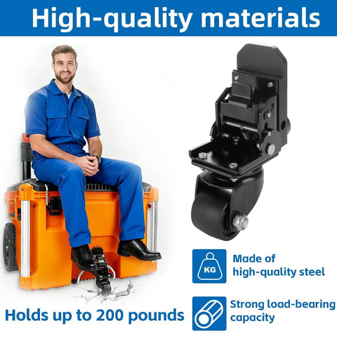 Front Caster Wheel Kit For Packout Tool Box In Steel Construction With Folding Front Wheels For Easy Storage And Transport, 200 Lbs Capacity