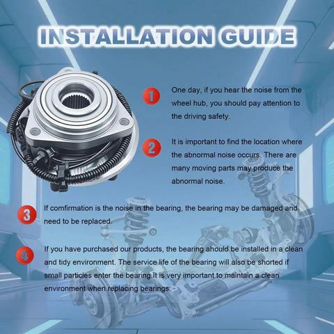 Installation guide with Front Wheel Bearing And Hub Assembly 513272 For Jeep Wrangler 2007 2008 2009 2010 With Four Wheel ABS