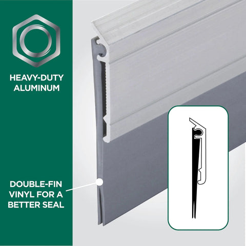 All-Season Door Sweep For Tight Draft Prevention And Energy Savings, Heavy-Duty Aluminum And Vinyl Construction, side view