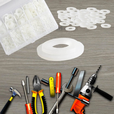 680 Pcs White Nylon Washers Set For Bolts And Screws Plastic Flat Washers Assorted In 7 Sizes M2.5 M3 M4 M5 M6 M8 M10