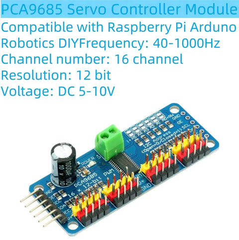 2 Pack PCA9685 16 Channel 12 Bit PWM Servo Controller Module With I2C Interface for Raspberry Pi and Arduino DIY projects