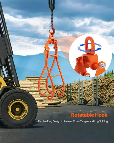 Four Claw Timber Log Grapple 31 Inch Opening 2205 Lbs Capacity For Tractors attached to forklift lifting logs