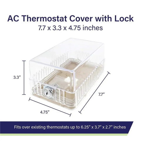 Locking Thermostat Cover for Home HVAC Clear Plastic Wall Mount 7.7 x 3.3 x 4.75 inches with Key Lock Box