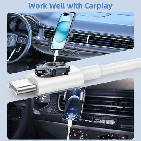 USB A to USB C Charging Cable 2 Pack 3ft 6ft for iPhone 15 16 17 Pro Max in car with CarPlay compatibility