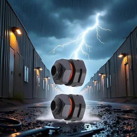 Two Pack IP68 Industrial Breather Vent With Dual M12x1.5 Pressure Equalization Valves in outdoor environment