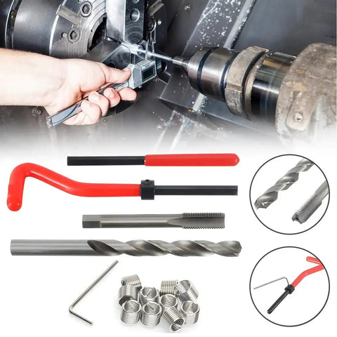 25 Pcs M6 X 1.0mm Helicoil Thread Repair Kit Stainless Steel For Cars And Trucks Universal Auto Hand Tool Set with repair tools and inserts.