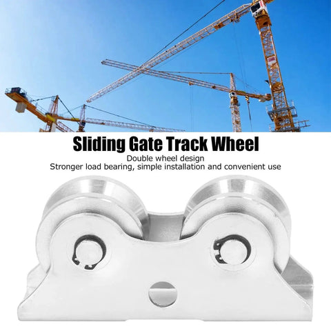 Groove Wheel V Shaped Detachable Track Gate Wheels With Double Bearing Caster And Bracket Made Of 45 Steel Heavy Duty Rigid