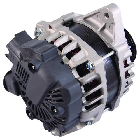 New 12V 90A Alternator For Hyundai Accent 1.6L 2012 2017 And Veloster 1.6L Naturally Aspirated 2012 2017 CW Rotation With IR Regulator IF And S6 Pulley Swap Ready Replacement Part Numbers 2608483 2616741 37300 2B300 37300 2B500 37300 2B510 side view