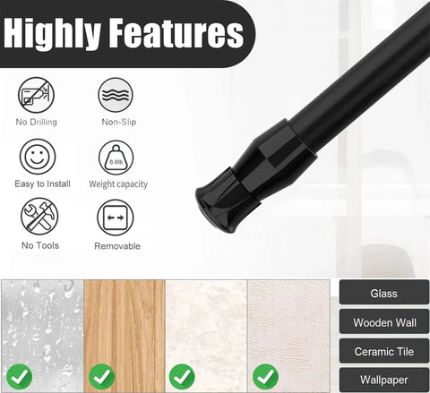 Two Piece Adjustable Window Security Bar For Sliding Glass Doors And Windows Rubber Tip Safety Lock Bar Extends image.