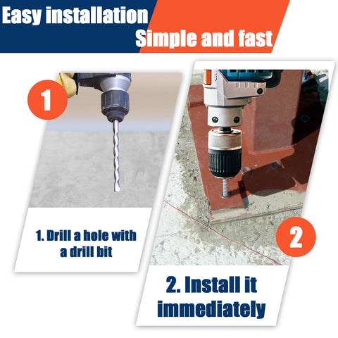 Step-by-step installation of 50 Pack Half Inch By Four Inch Concrete Screws Heavy Duty Galvanized Anchors For Masonry