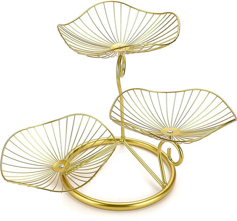 3 Tier Fruit Basket Stand With Ventilated Metal Wire Trays Modern Iron Fruit Holder For Kitchen Countertop Holds Fruits Vegetables