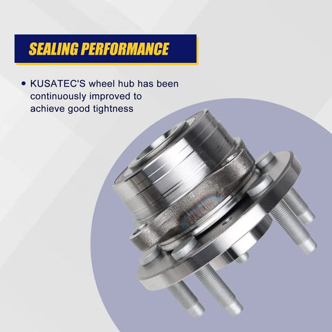 Two Piece Wheel Bearing And Hub Assembly 512460 For Ford Explorer 2011 2018 And Police Interceptor Utility 2013 2018 Front Or Rear 5 Lug With ABS Drop In Ready Direct Replacement Premium Quality Set shown with sealing performance text