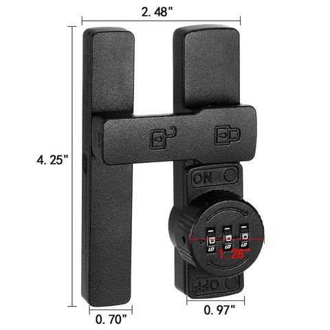 Matte Black 180 Degree Mechanical Password Lock, 3 Digit Keyless Flip Latch for barn doors, windows, cabinets, garden, bathroom and privacy protection, zinc alloy