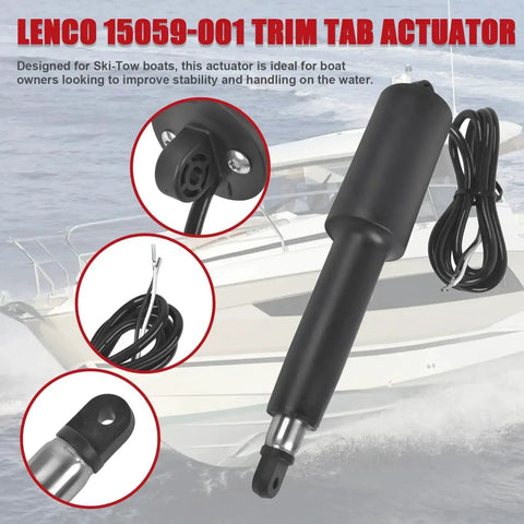 Boat Trim Tab Actuator Replacement For 102 Series Marine Trim Tabs, 12V 4-1/4 Inch Stroke, corrosion-resistant, black actuator