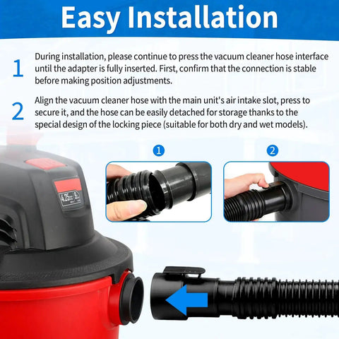 Installation guide for Seven Foot Replacement Hose For Wet Dry Vacuums 1 7 8 Inch Inlet Industrial Grade Vacuum Hose Attachment