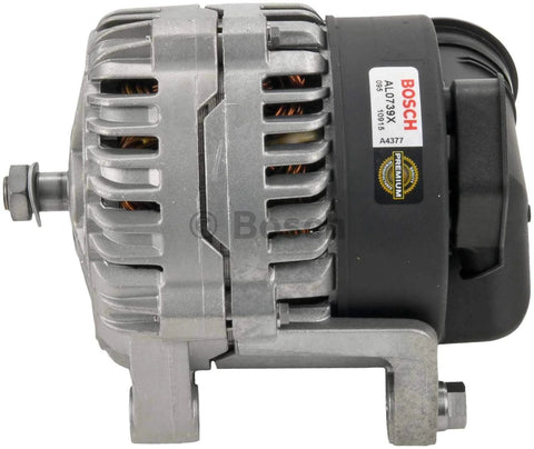 Premium Remanufactured Car Alternator AL0739X with new bearings, sealed ball bearings, ceramic brushes, side view