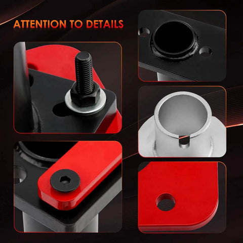 Close-up of Rear Axle Bearing Puller And Installer Kit For ABS Tone Ring And Wheel Bearing Removal with red and black components
