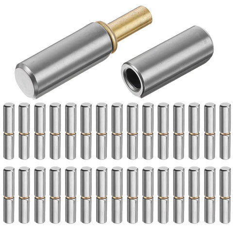30 Pack Weld On Bullet Hinges Heavy Duty Carbon Steel For Gates And Doors, showing full set with close-up view of hinge detail.