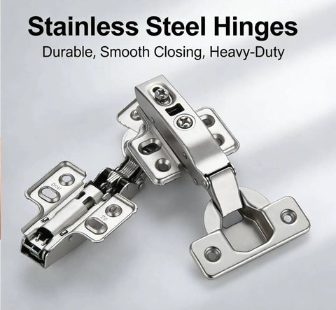 Stainless steel 10 Pack Soft Close Concealed Cabinet Hinges for European Full Overlay Frameless Cabinets, heavy-duty and adjustable.