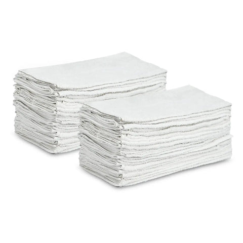 Heavy Duty Pro Grade White Cotton Blend Hand Towels Bulk Pack 120 Pcs 16x27 Inches Rags In A Box For Industrial Janitorial Cleaning