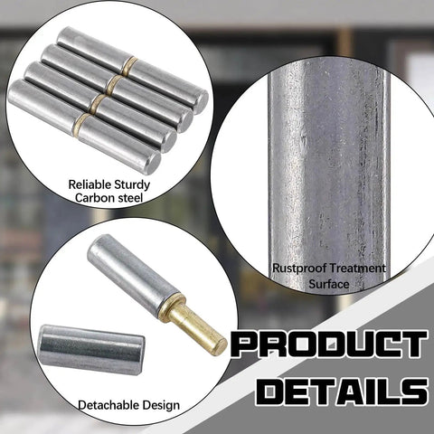 30 Pack Weld On Bullet Hinges Heavy Duty Carbon Steel For Gates And Doors, detailed view of detachable design and corrosion resistance