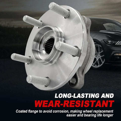Front view of Pair Front Wheel Bearing Hub Assembly With Encoder ABS 5 Lug Plug N Play for RAV4, Prius V, Corolla iM, HS250h, Scion tC xB.